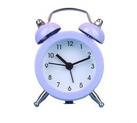Honseadek Classic Double Bell Mini Alarm Clock with Quartz Movement for Bedside and Desk Use, Vintage Twin Bell Design with Silent Analog Movement(Purple)