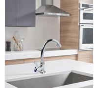 Honseadek Cold Water Tap Lever 1- or Undermount Plastic Steel Countertop Sink Faucet Having for Installation Silver Finish Compatible Single Standard Kitchen