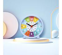 Honseadek Colorful Silent Learning Wall Clock for Kids Ages from 4 to 8 - -coded Analog Clock Having 24-hour Inner for Ring Non-ticking Quartz Movement for Easy-hang (EARLY SCHOOL BLUE)