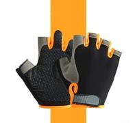 Honseadek Cycling Half Finger Gloves with Breathable Mesh Design - Anti-UV Protection for Hiking, Fishing and Outdoor Exercise - Non-Slip Grip and Adjustable(Orange ordinary L)