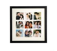 Honseadek DIY Nine Grid Solid Wood Picture Frame 30x30cm Wall Hanging or Freestanding Table Photo Display for Home Decor Family Memory Showcase(Black)