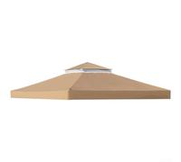 Honseadek Double Tiered Gazebo Canopy Replacement 300x300cm with Air Vent Mesh, Polyester Roof for Outdoor BBQ Pavilion and Garden Shelter(Light Brown)