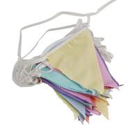 Honseadek Fabric Bunting Banner, 10M 33Ft Multicolour Cotton Triangle Flags, Washable Reusable, For Wedding Birthday Baby Shower Garden Party Decoration(Macaron Color)