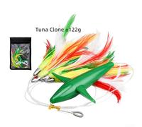 Honseadek Feather Trolling Skirt Tuna Lure for Big Game Boat Fishing with UV Reflective Bionic Design and Strong Steel Hook(green)