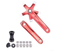 Honseadek Folding Bike Crank FOR For Hollowtech Compatible Frames Hollow Aluminum Construction 130MM Chainring Fit 170mm Arms(Red Set)