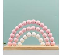 Honseadek For Beaded Ornaments Bohemian Wood Crafts for Home Decor, 22cm Pink For Design for Bedroom and Party Decoration with Unique Handmade Style(For)