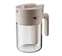 Honseadek Glass Seasoning Box with Spoon, Airtight Spice Jar, Sealed Condiment Container, Kitchen Storage Pot, Space-Saving Square Base, ABS and Glass Material(Milk coffee color)