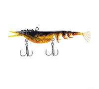 Honseadek Glow-in-the-Dark Shrimp Fishing Lure 11g 10.5cm Multi-Joint Soft PVC Bait for Night Fishing with Sinking Action, Effective for Catfish and Snakehead(C 11g/10.5cm)