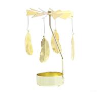 Honseadek Golden Rotating Candle Holder for Weddings, Christmas & Parties, Iron Heat-Powered Spinning Elf Decor for Home Table Centerpieces, No Batteries(feathers)