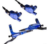 Honseadek Hydraulic Brakes Set For Bicycle Disc 4 Pushes Piston Mountain Bike, A Pair Of Aluminum Alloy Hydraulic Brakes(Blue)