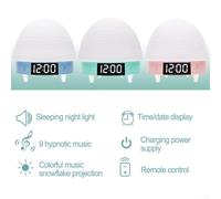 Honseadek Ice House Projection Night Light with Alarm Clock, 10 Brightness Levels, 9 Hypnotic Music Options, Remote Control and Rechargeable Battery for(green)