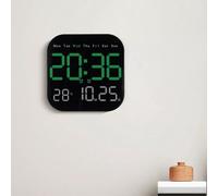 Honseadek Indicator Control Date -in 18. Digital Large Remote Wall Clock with Adjustable Brightness Display for battery Backup Weekday (GREEN)