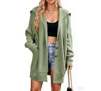 Honseadek Ladies Hooded Cardigan Long Open Front Sweater Coat Relaxed | for Fit Knitwear for Autumn Winter Beach Vacation Cycling Yoga Holiday Outing Soft Stretchy Polyester Material Fashion