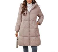Honseadek Ladies Long Cotton Padded Coat Hooded Winter Parka Jacket | Thickened Warm Outerwear Double Zip Closure Solid Pattern Casual Daily Wear for Cold Weather Autumn and Winter