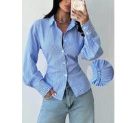 Honseadek Ladies Striped Blouse Long Sleeve Tie Up Waist Casual Shirt | Stylish for top for Autumn Winter Office Date Night Outdoor Use Breathable Polyester Material Medium Stretch Women Tops