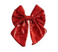 Honseadek Large Christmas Bow Decorations, Cloth Material, 28Cm X 20Cm Size, Festive Ornament For Tree, Indoor And Outdoor Display, Secure Tie And Release Design(red)