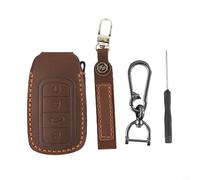 Honseadek Leather Key Cover for Chery Tiggo 8 Plus Pro 8 2021-2024, Compatible with Tiggo7 Pro Arrizo C5 4 Button Car Remote Case, Blue Black B(BROWN)