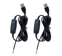 Honseadek LED Dimmer Switch USB Powered, DC5V LED Controller for Single Color Lights, 2 Meter Extension Cable with Adjustable Brightness, Compatible with USB(Black)