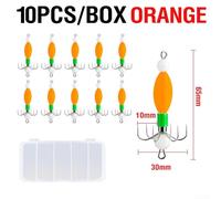 Honseadek Luminous Squid Jig Hooks with Six-Claw Design, Glow in the Dark Fishing Lures for Octopus, ABS Deep Sea Fishing Hooks for Full Water Applications(Orange-10pcs)