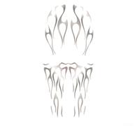 Honseadek Matte Silver Motorcycle Flame Decal Kit for Gas Tank & Mudguard, Waterproof Vinyl Sticker Set, Easy Apply and Remove