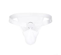 Honseadek Men G String Underwear Featuring Low Waist and Metal | O-Ring Detail Hollow Out Pouch for Airflow Soft Stretchy Nylon Blend Material Solid Black White Options Thongs for
