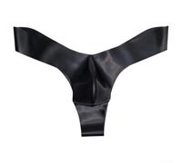 Honseadek Men Latex Pouch Thongs Briefs(L Black)