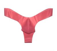 Honseadek Men Latex Pouch Thongs Briefs(L Pink)