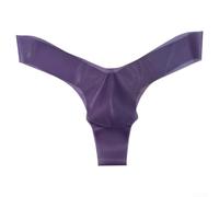Honseadek Men Latex Pouch Thongs Briefs(L Purple)