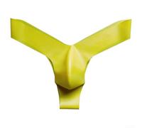 Honseadek Men Latex Pouch Thongs Briefs(L Yellow)