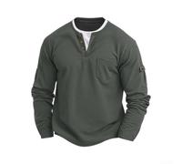 Honseadek Men's Long Sleeve Waffle Henley Shirt Thermal for top Solid | Color Button Down Casual Tee Stretchy Fabric for Autumn Winter Daily Outfit Comfortable Fit Regular Length Mens