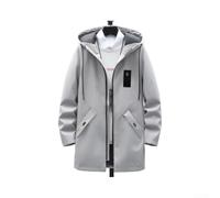 Honseadek Men's Long Trench Coat Solid Color Hooded Windbreaker for | Daily Commute Travel Wear for Relaxed Fit Warm Winter Outerwear Jacket