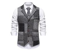 Honseadek Men's Sleeveless Tweed Waistcoat | for slim Lapel Herringbone Vest, Quality Polyester Fabric, For Wedding Groomsmen, Business, Dating, Party