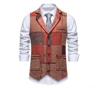 Honseadek Men's Sleeveless Tweed Waistcoat | for slim Lapel Herringbone Vest, Quality Polyester Fabric, For Wedding Groomsmen, Business, Dating, Party