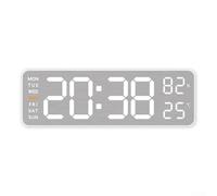 Honseadek Metal Brushed Wall Clock with Multi-Function Digital Display for Date Temperature and Weekday, 12/24 Hour Format with Fahrenheit Celsius Option(White shell)