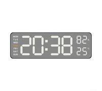 Honseadek Metal Brushed Wall Clock with Multi-Function Digital Display for Date Temperature and Weekday, 12/24 Hour Format with Fahrenheit Celsius Option(Black shell)