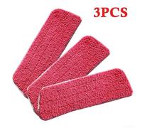 Honseadek Microfiber Mop Pads Replacement, 3 Pack for Flat Mop Heads, Super Absorbent Washable Floor Cleaning Cloths Compatible with Spray Mops(Red)