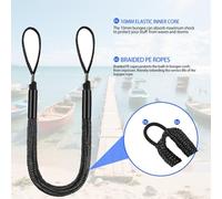 Honseadek Mooring Rope for Kayak, Jet Ski, Boat - 4 ft (1.2 m) Bungee Dock Line with Elastic Latex Core, 2300lb Tensile Strength, Corrosion Resis(BLACK)