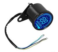 Honseadek Motorcycle Digital Speedometer for 12V Motorbikes, LCD Odometer with Tachometer and Fuel Gauge, Waterproof ABS Shell, Compatible with Most Models - Black Chrome(Black)