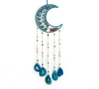 Honseadek Natural Agate Dreamcatcher with Tree of Life - Moon and Star Suncatcher for Windows, Walls, Porch Decor, Handcrafted with Crystal Beads and Copper(Moon)