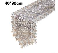 Honseadek Oval Lace Table Runner, Embroidered Polyester with Tassel Accents, for Dining Table Decor, Suitable for Special Occasions and Everyday Use(40 * 90)