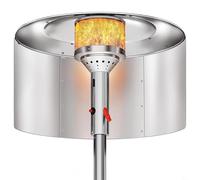 Honseadek Patio Heater Reflector Hood Compatible with Round Natural Gas and Propane Heaters, 33x15 Inch Energy Saving Heat Focus Panel, Silver