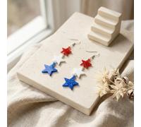 Honseadek Patriotic Star Earrings | 9X2.1Cm, Red White Blue Sequin, Quality Acrylic, For Independence Day, Memorial Day, 4Th Of July