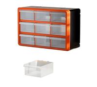 Honseadek Plastic Drawer Parts Box Storage Organizer for Hardware Components, Multi-Grid Tool Storage Cabinet with Wall & Stackable, 360x240x180mm, PP Material (Color: Dark Green)(orange)