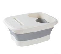 Honseadek Portable Foot Bath, Foldable Plastic Soak Basin 39x32x17cm for Home and Travel Use(WHITE)