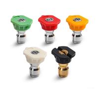 Honseadek Quick Connect High Pressure Washer Ball Valve 4500 PSI 1/4 Inch M22 Connector Stainless Steel Brass Hose Switch On Off Water Control Power Washer(5-Color Nozzle)