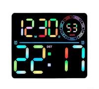 Honseadek RGB LED Wall Clock Featuring Large Display, Digital Desk Clock with Timer, Auto Brightness Sensor, Calendar, Colour Changing Mood Light for Any Room(black)