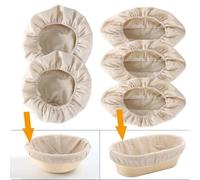 Honseadek Round and Oval Bread Proofing Basket for Sourdough - Cotton and Linen Lined Fermentation Bowl with Cloth Cover, Natural Dough Rising Bann(22 * 22 * 8cm)