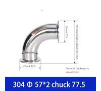 Honseadek Sanitary 90 Degree Elbow Tri Clamp Ferrule End 304 Stainless Steel Pipe Fitting for Food Beverage Pharmaceutical Industries Multiple Sizes(57MM)