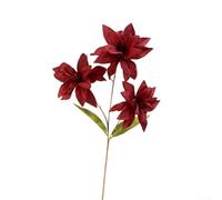 Honseadek Simulation 3 Small Lily Artificial Flowers for Wedding and Home Decor - Realistic Plastic Floral Arrangement with Lifelike Appearance, 65cm Height(red)