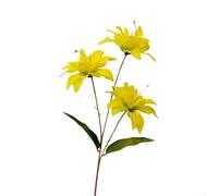Honseadek Simulation 3 Small Lily Artificial Flowers for Wedding and Home Decor - Realistic Plastic Floral Arrangement with Lifelike Appearance, 65cm Height(yellow)